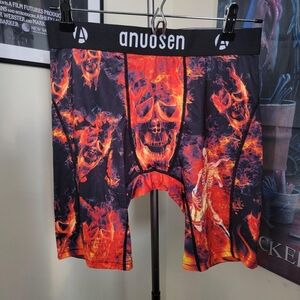 Anuosen Men's Skull Print Boxer Briefs - Black and Orange